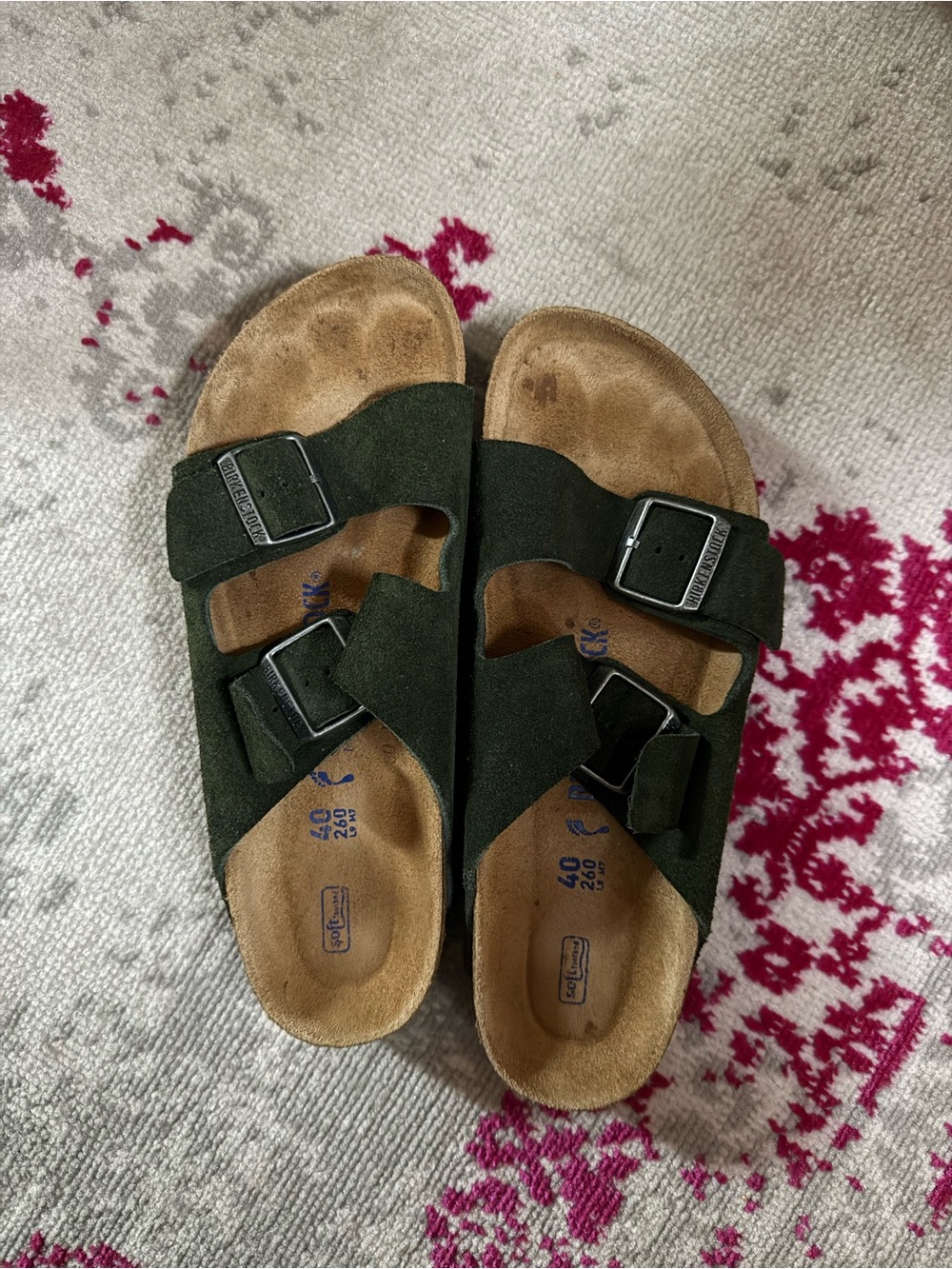 Birkenstock Green Suede Arizona soft footbed